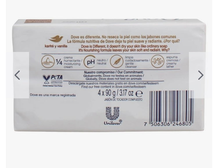 DAMAGED OUTER PACKAGING! 4 pack of Dove Soaps
