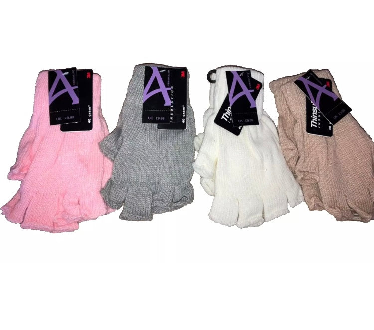 WINTER SALE !!Woman’s Winter Fingerless Gloves - Pink/Gray/Beige