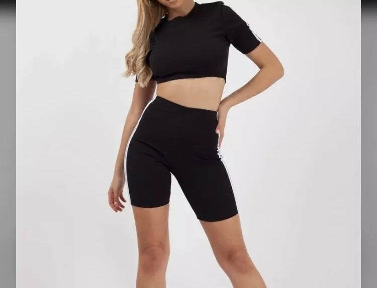Limited time offer - Side Stripe crop top & Shorts set/woman’s/sportswear/comfy/clothes/fashion
